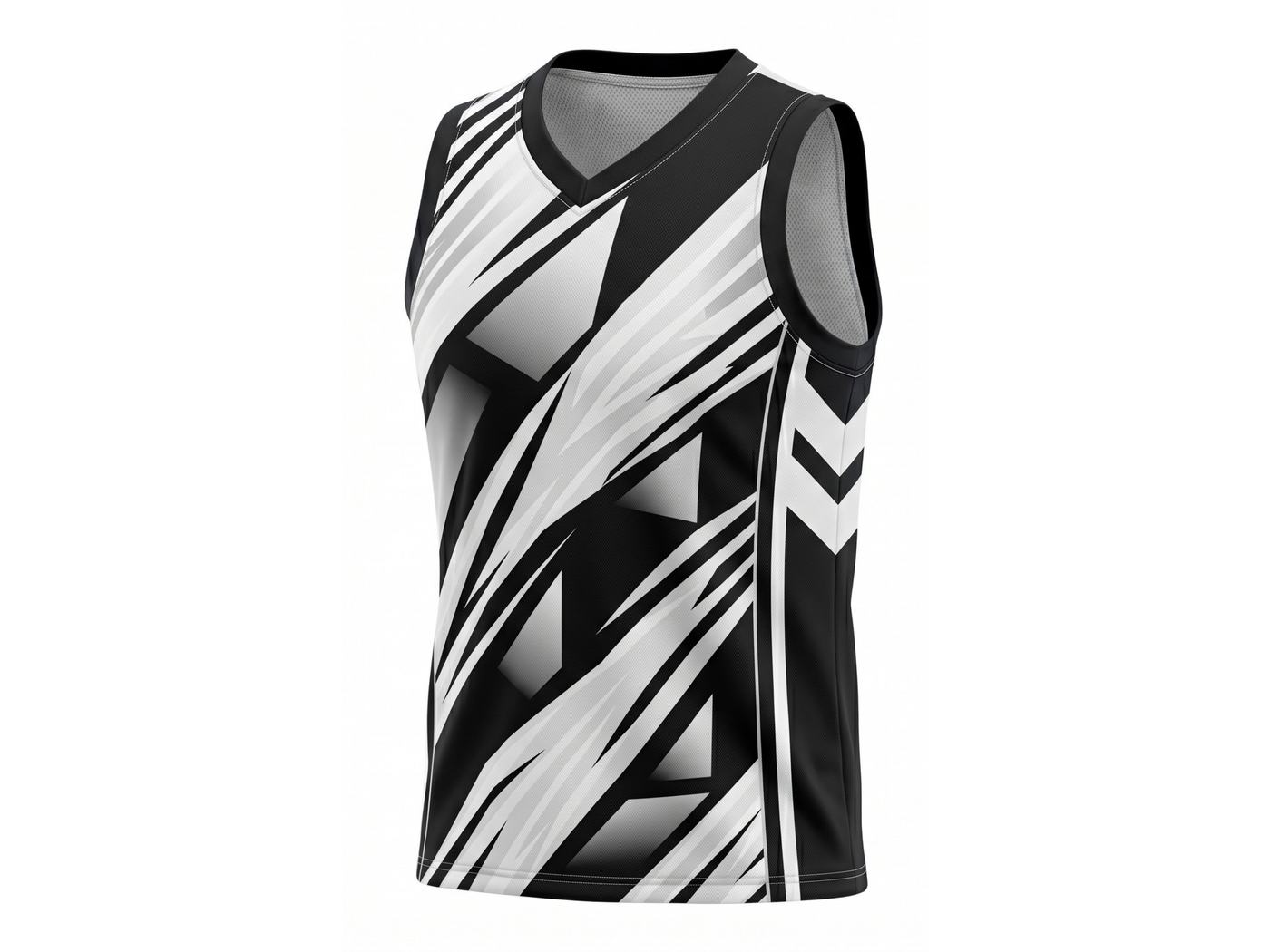 Custom Sublimated Basketball Jersey – Black White Abstract Design | Wholesale Basketball Jersey Manufacturer