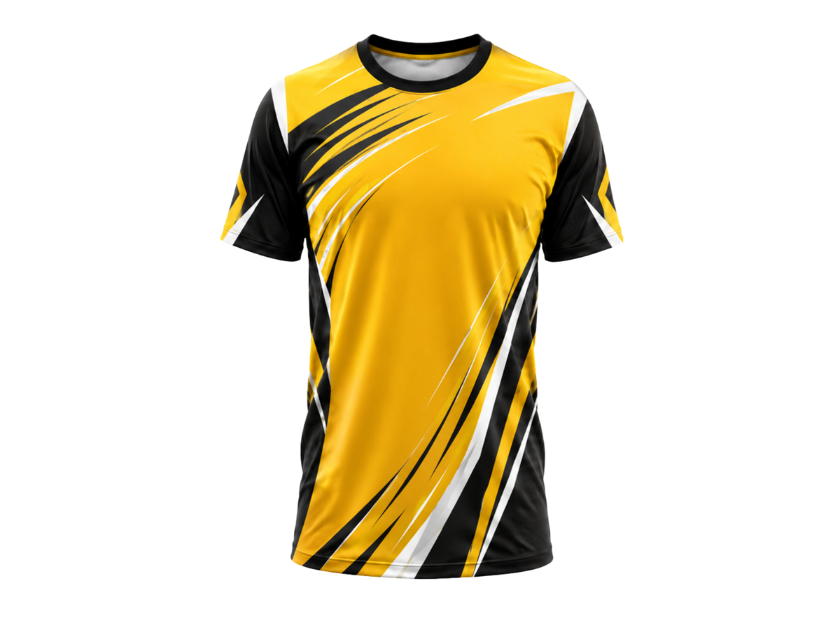 Custom B2B Sponsor Crew Jersey Chase Tag Yellow Sublimated Shirt Wholesale Teamwear