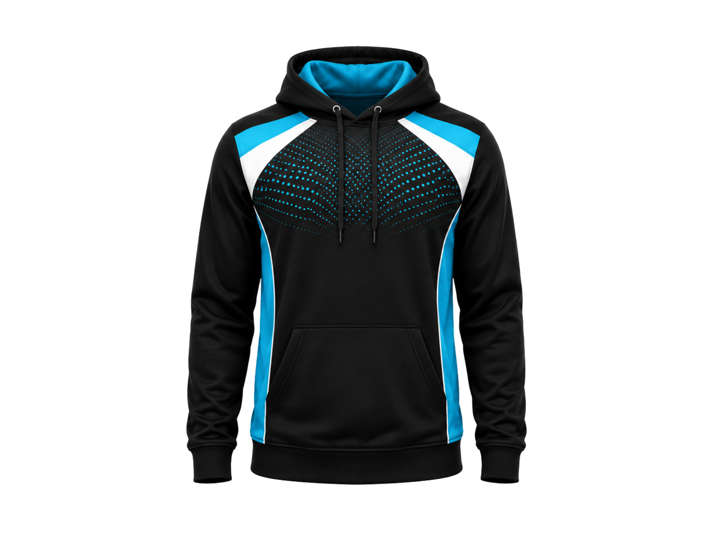 Custom Bowling Team Hoodie – Black Cyan White Sublimated Pullover Teamwear