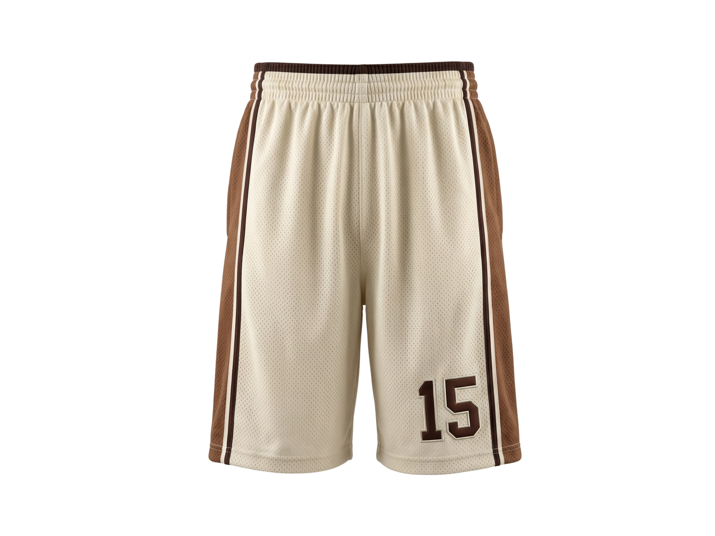 Custom Cream Basketball Embroidered Shorts Wholesale Polyester Teamwear