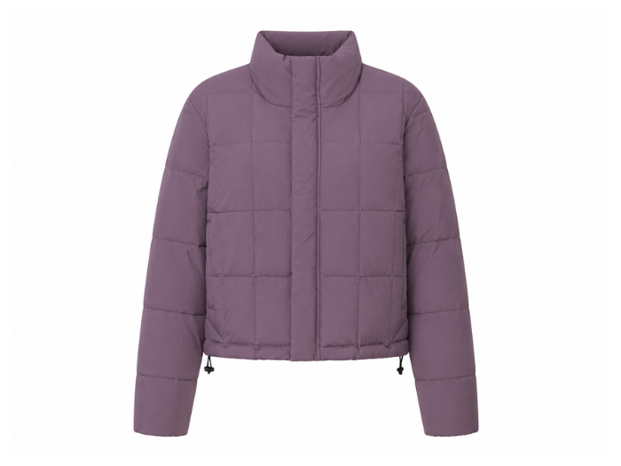 Cropped Duck Down Puffer Jacket – Dusty Mauve | B2B Low MOQ