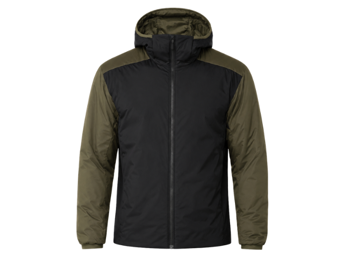 B2B Insulated Eider Down Hooded Puffer Jacket Low MOQ Black/Olive