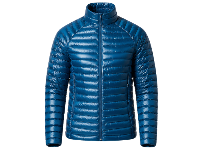 Men’s Narrow-Quilted Stand-Collar Goose Down Jacket – Teal Blue | B2B Low MOQ