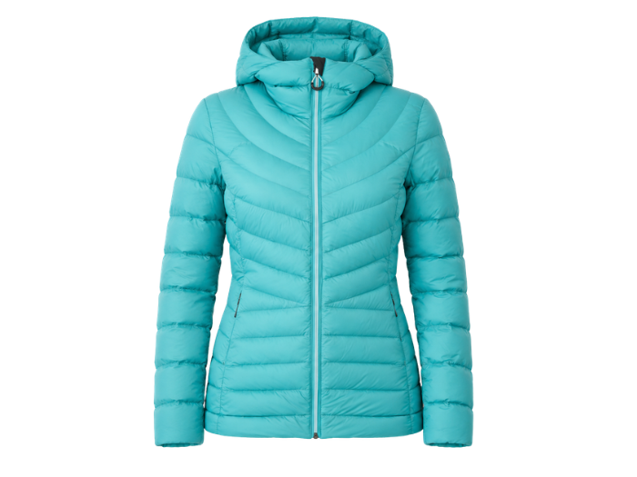 Women’s Hooded Eider Down Puffer Jacket B2B Aqua Blue