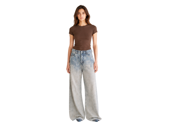 Wide Leg Denim Pants Grey Blue Ombre Wash | B2B Low MOQ