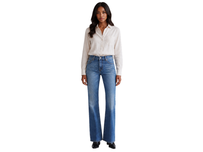Bootcut Denim Pants Mid Blue Wash Patch Pockets | B2B Low MOQ