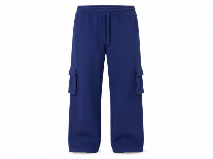 Cargo Sweatpants Navy Blue Straight Leg Star Appliqué Design | B2B Low MOQ