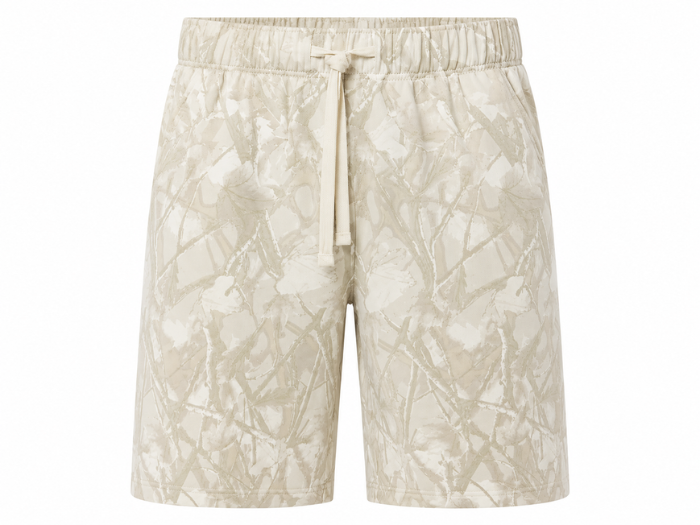 Baggy Sweat Shorts Light Beige Tonal Abstract Screen Printing | B2B Low MOQ