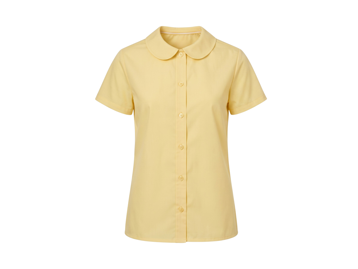 School Short Sleeve Peter Pan Collar Blouse Light Yellow | B2B Low MOQ Wholesale