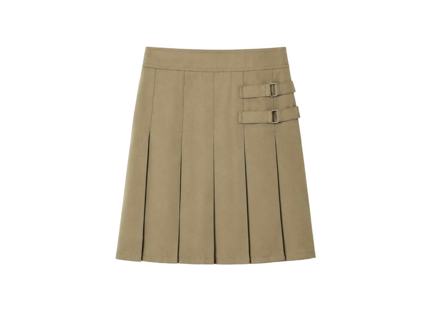 School Pleated Two-Tab Skirt Khaki Beige | B2B Low MOQ Wholesale