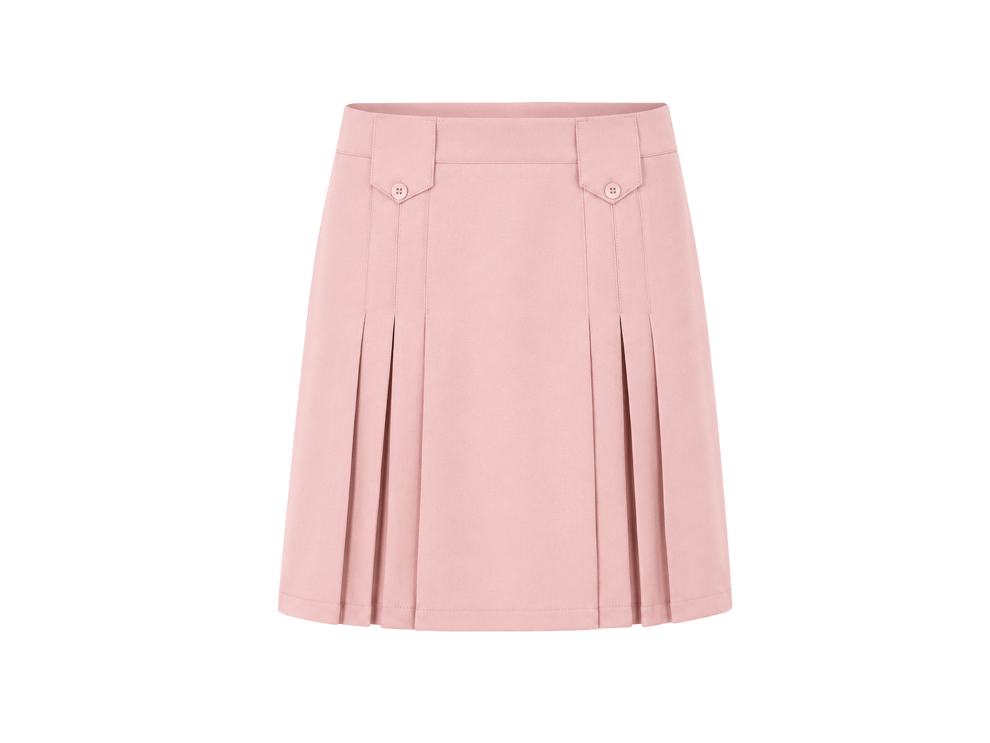 School Above-The-Knee Front Pleated Skirt with Tabs Light Pink | B2B Low MOQ Wholesale