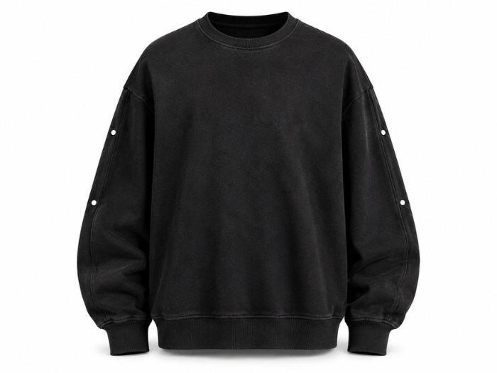 Personalize Acid Wash Rhinestone Sleeve Crewneck Sweatshirt B2B