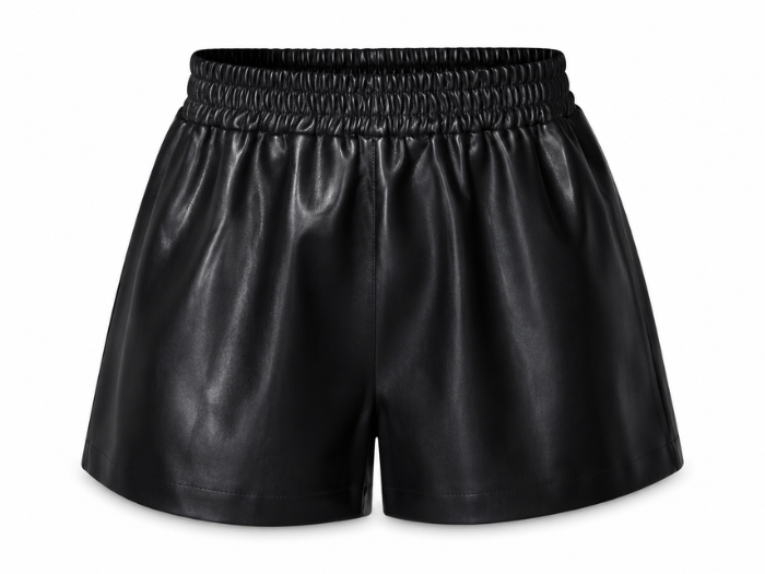 Women’s Faux Leather Elastic Waist Shorts Black | B2B Low MOQ