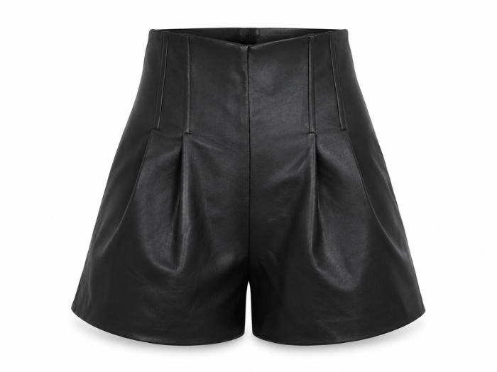 Women’s Faux Leather Pleated Shorts Black | B2B Low MOQ