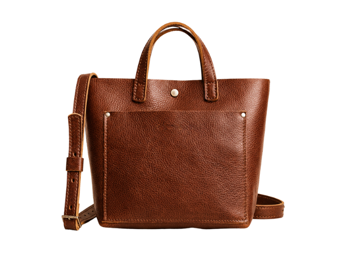 B2B Leather Tote Bag Shoulder Strap Brown Low MOQ Manufacturer