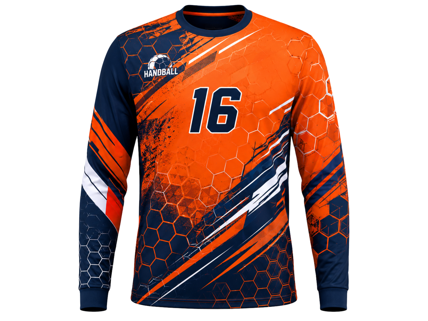 Custom Handball Goalkeeper Jersey – Orange Navy Long Sleeve Teamwear for Wholesale Buyers
