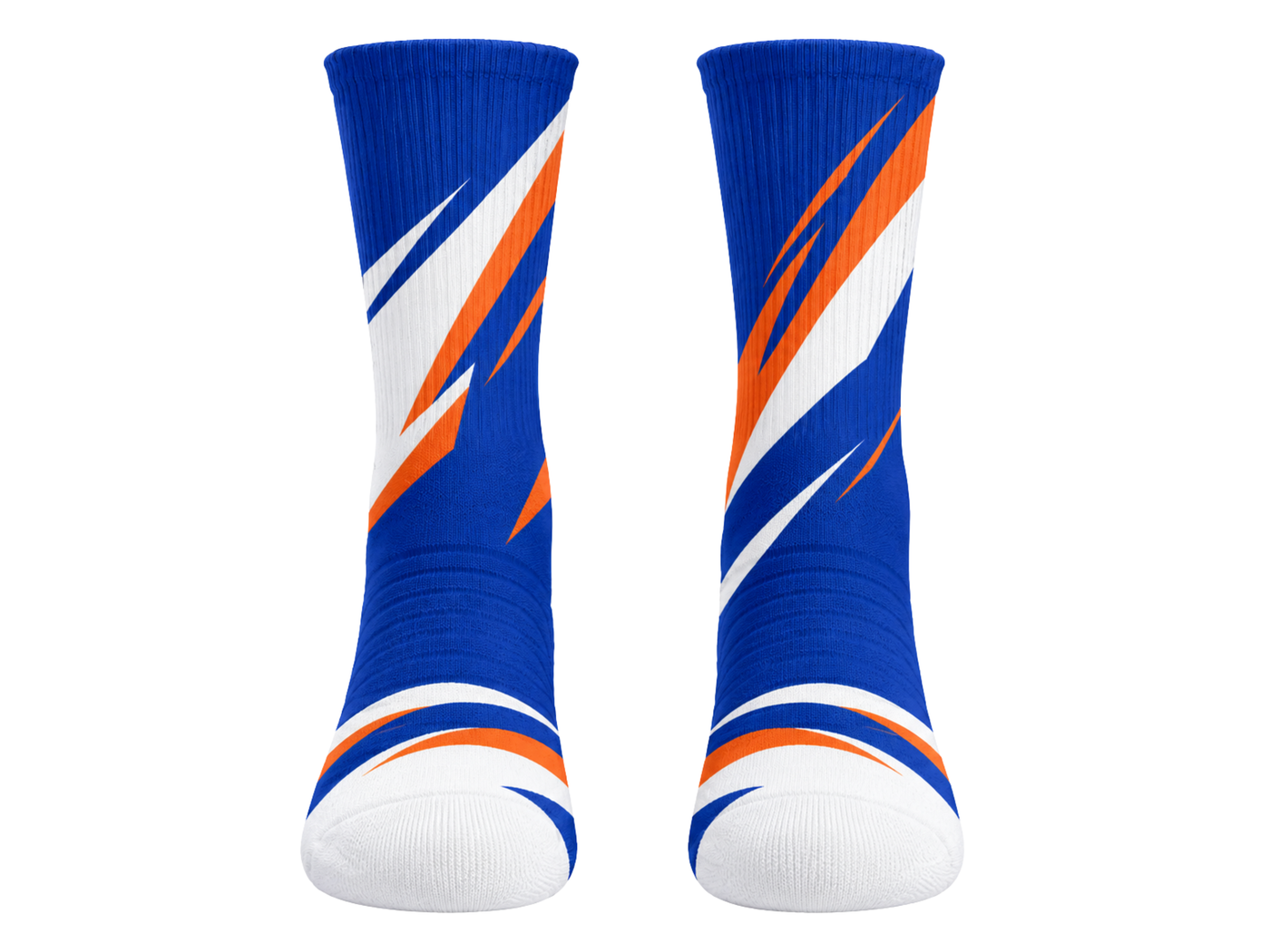 Custom Blue Orange Badminton Crew Socks B2B Wholesale Team Socks