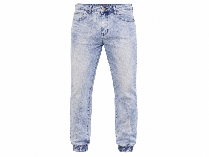 Custom Light Blue Acid Wash Men’s Denim Jogger Pants B2B