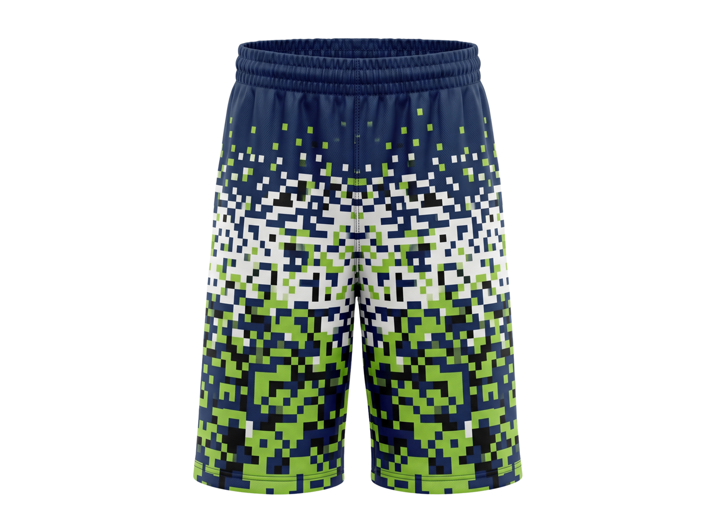 Custom Navy, Lime Green, White & Black Basketball Sublimated Shorts