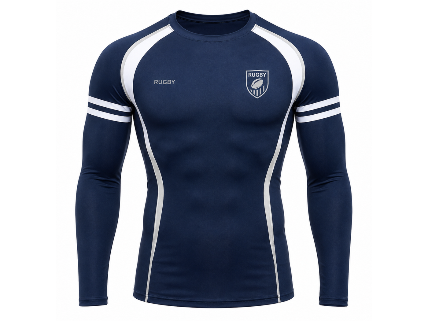 Custom Navy Rugby Compression Shirt | Wholesale Long Sleeve Team Base Layer