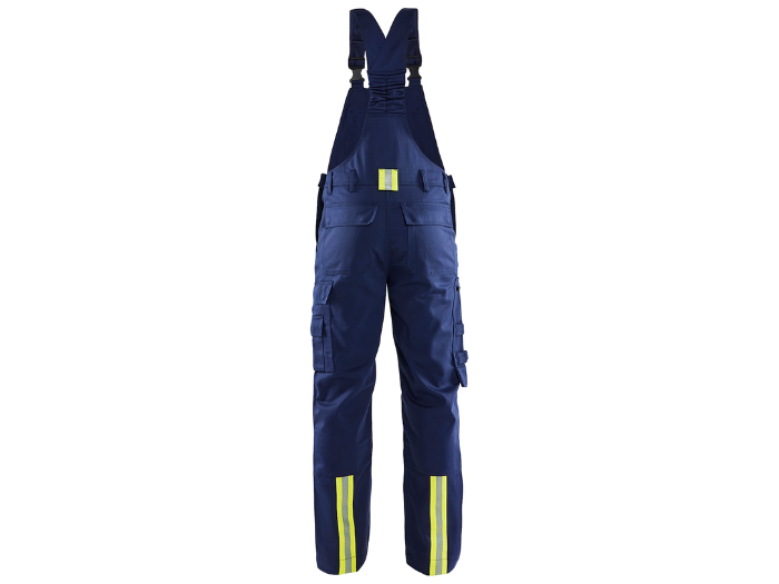 Welding Bib Trousers for B2B Workwear Supply – Low MOQ Reflective Knee Pad Overalls in Navy Blue