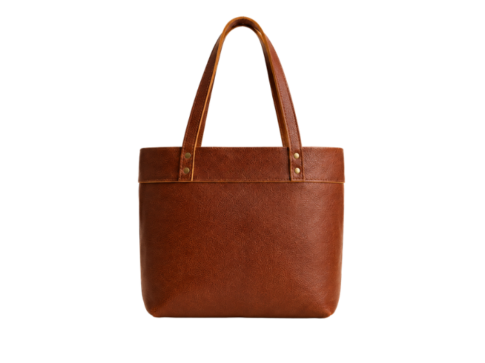 B2B Chestnut Brown Classic Leather Shoulder Tote Bag