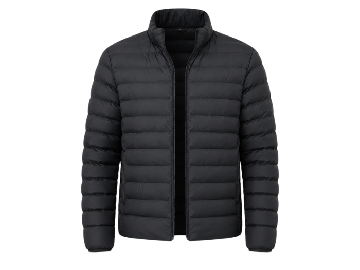 Custom Men’s Packable Eider Down Puffer Jacket Black B2B