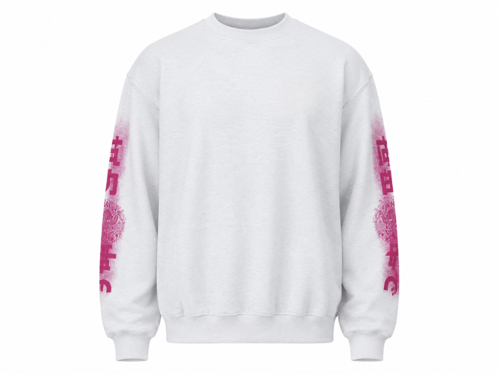 Oversized Sweatshirt White Dragon Floral Screen Print | B2B Low MOQ
