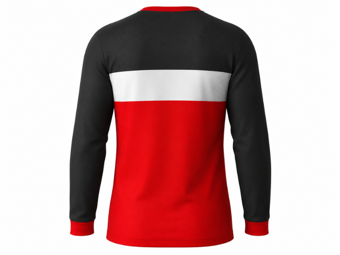 Dry Fit Crewneck Sweatshirt Black Red White Colour Block | B2B Low MOQ