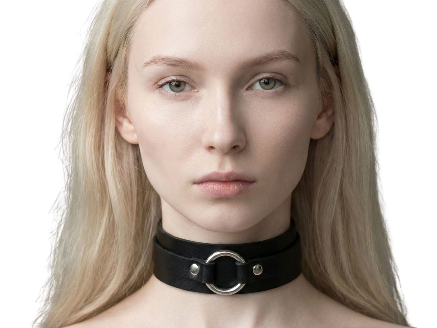 Women’s Black Leather O-Ring Choker Wholesale | Custom Wide Gothic Collar Manufacturer