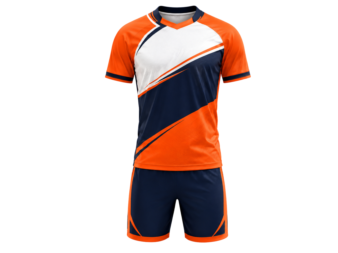 B2B Handball Uniform Orange Navy & White Team Set Low MOQ Bulk Sportswear