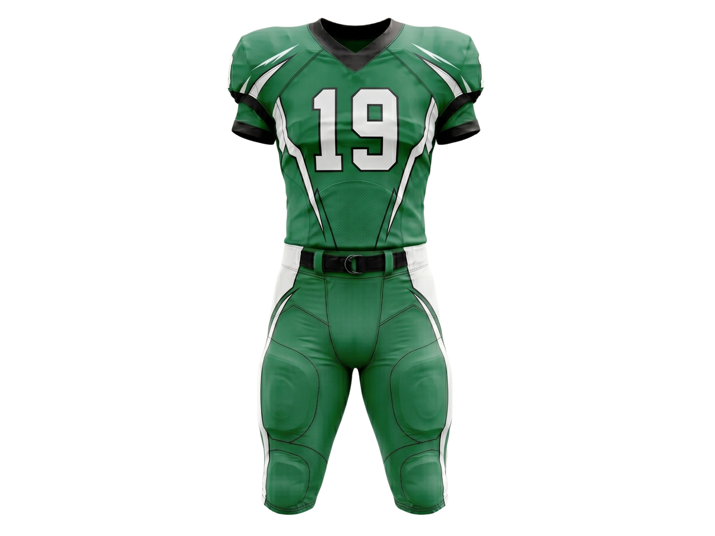 Wholesale Green and White American Football Uniform Set – Polyester Teamwear