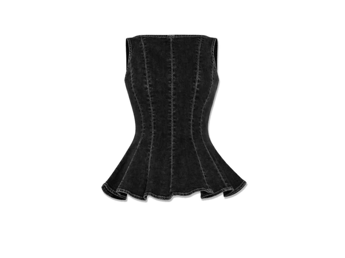 Wholesale Custom Black Denim Peplum Top Manufacturer Private Label Corset Style Top