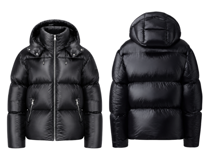 Lustrous Hooded Goose Down Puffer Jacket – Black | B2B Low MOQ
