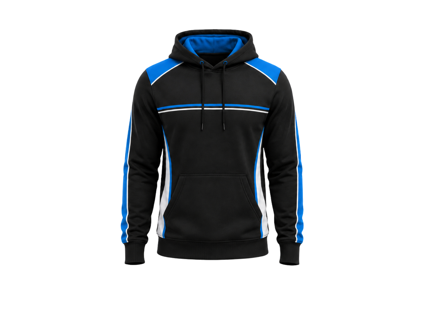 Custom Bowling Fan Hoodie – Black Blue White Sublimated Lifestyle Team Apparel