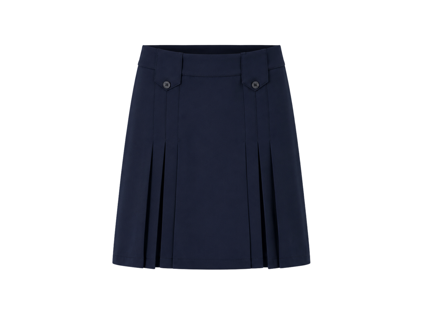School Above-The-Knee Front Pleated Skirt with Tabs Navy Blue | B2B Low MOQ Wholesale