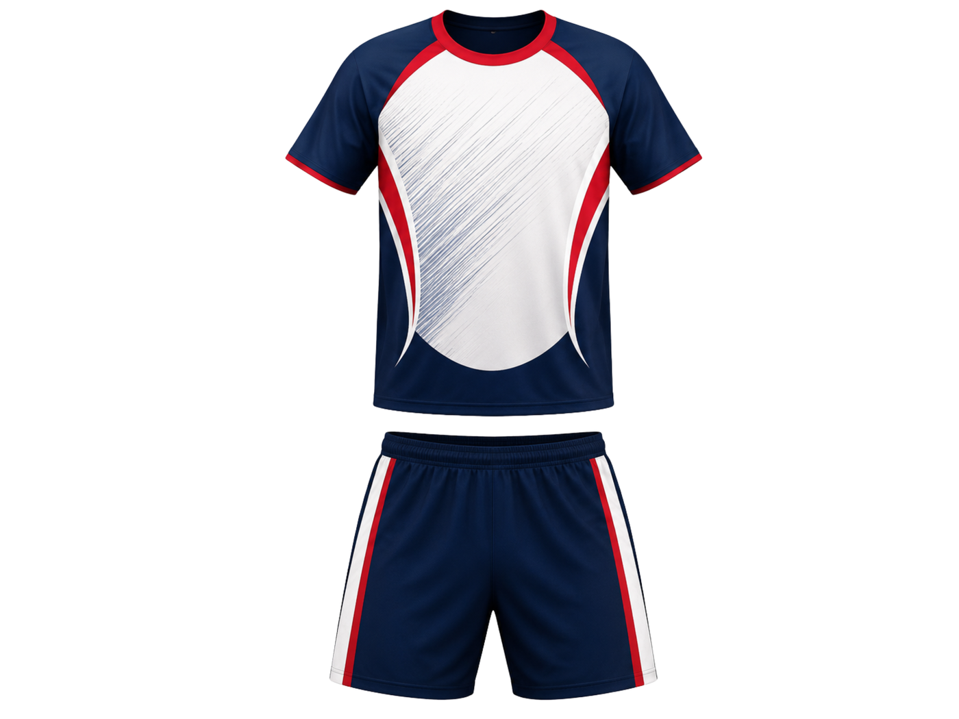 Teqball Uniform Navy White & Red Bulk Team Jersey & Shorts Wholesale Performance Set