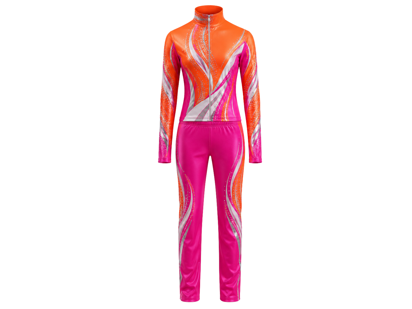 Custom Dance Team Uniform – Orange & Pink Performance Outfit – Wholesale & Low MOQ