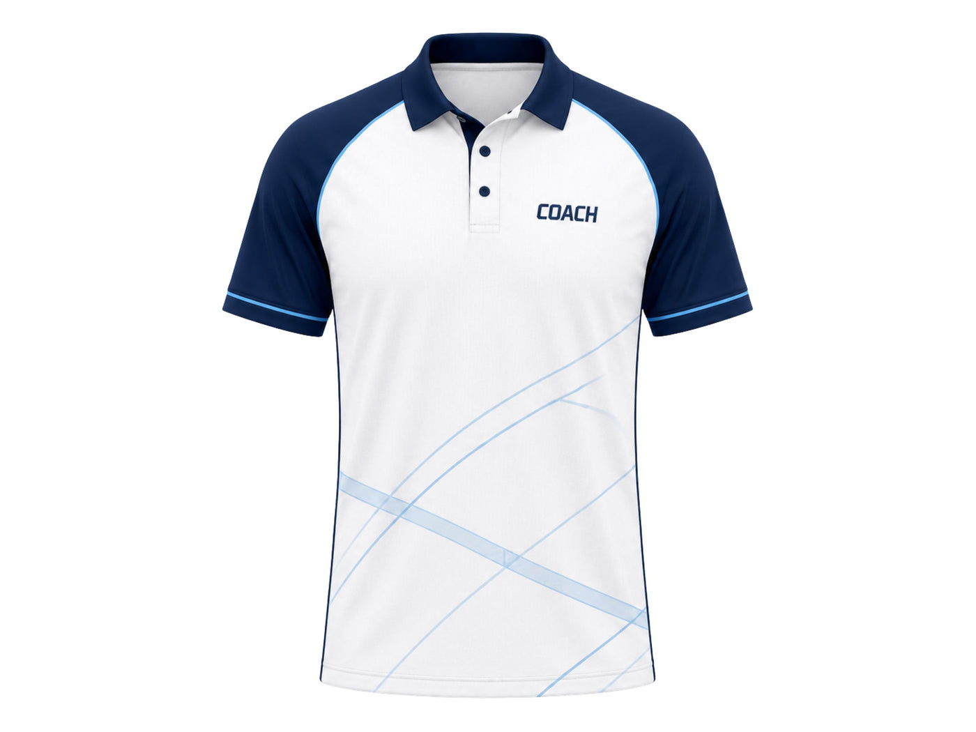 Custom White Tennis Coach Polo – Navy Staff Shirt for Clubs