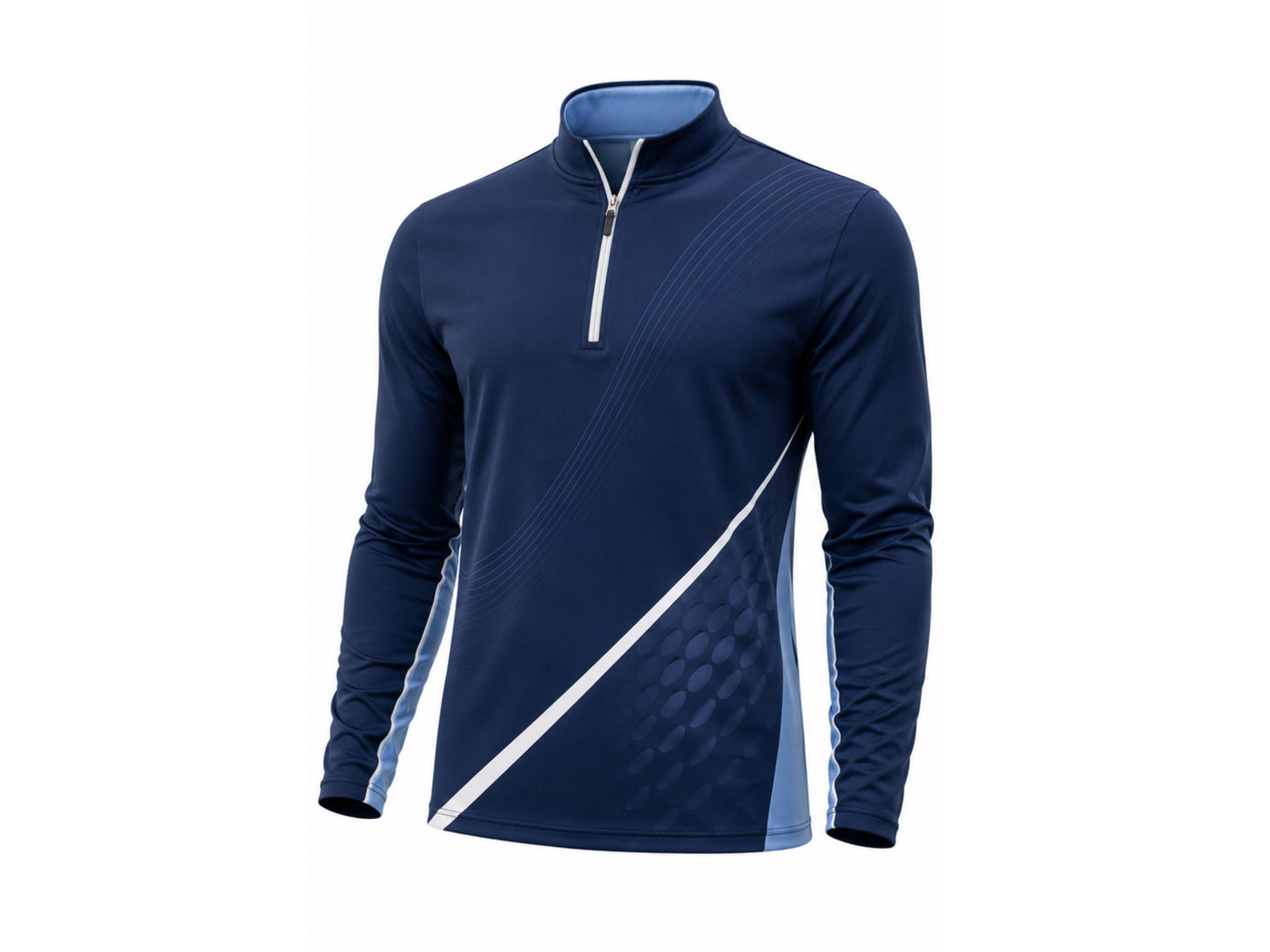 Custom Golf Quarter-Zip Pullover | Wholesale Golf Club Midlayer Top | Navy Light Blue White | Apparels Bridge
