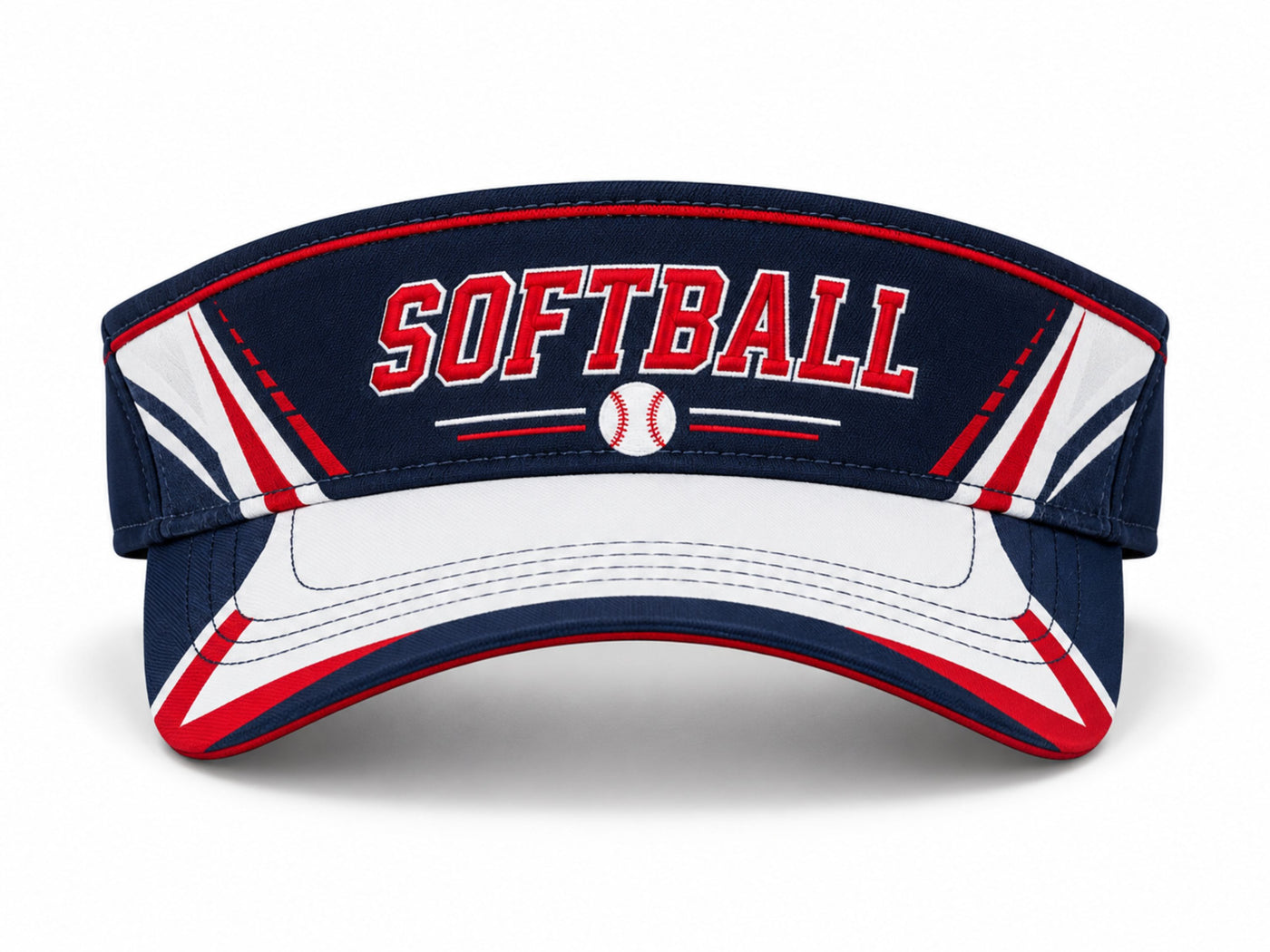 Custom Navy Red Softball Visor Cap – Wholesale Team Sun Visor for Clubs