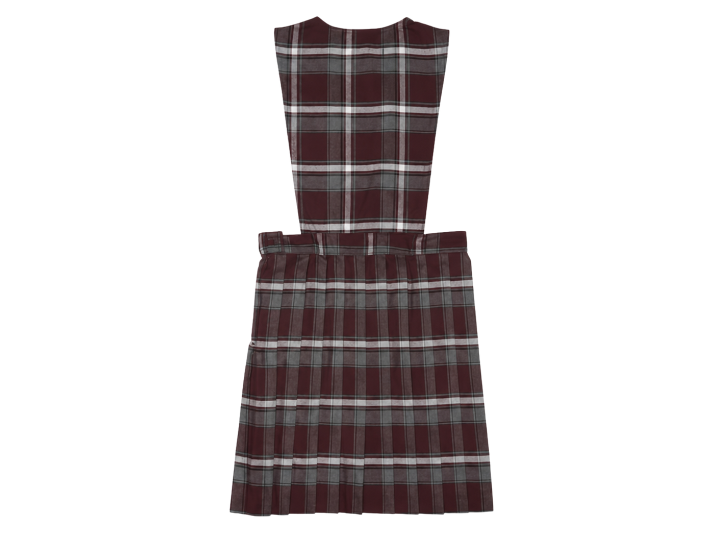 B2B School Uniform Jumper Dress Girls Burgundy Grey Plaid Pleated