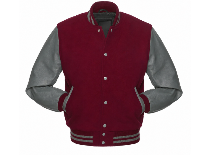 Classic Varsity Jacket B2B Low MOQ Winter Jacket Cardinal Red/Grey
