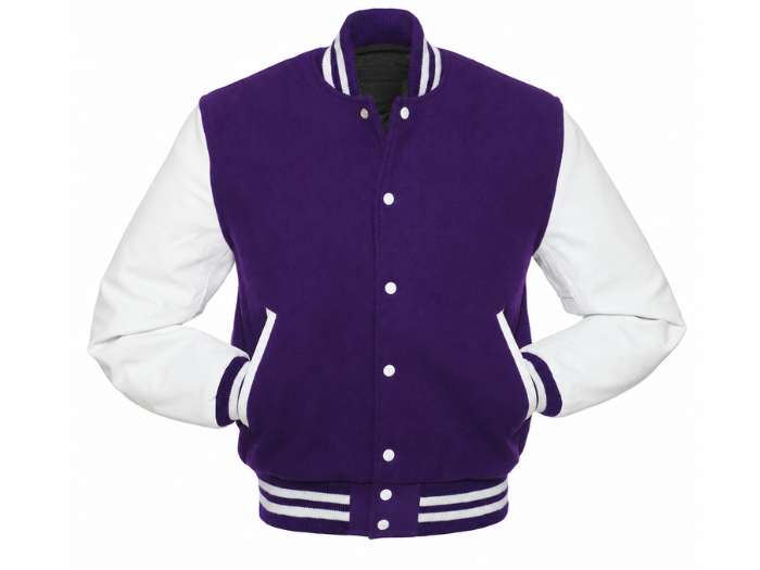 Custom Varsity Jacket Low MOQ Wool Leather Jacket Purple/White