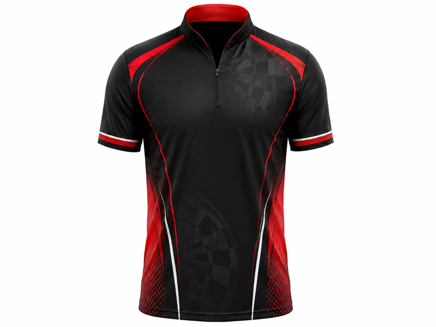 Custom Black Red Darts League Quarter-Zip Shirt