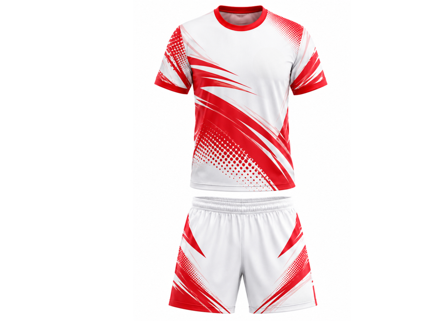Teqball Uniform White & Red Bulk Team Jersey & Shorts Low MOQ Performance Set