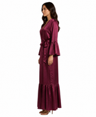 Wholesale Wine Satin Long Night Gown, Custom Full Length Wrap Robe Manufacturer for Private Label Brands