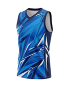 Custom Sublimated Basketball Jersey Blue Black Abstract Design | Wholesale Basketball Jersey Manufacturer