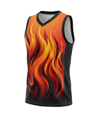 Custom Sublimated Basketball Jersey – Orange Red Flame Design | Wholesale Manufacturer