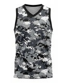 Custom Sublimated Basketball Jersey – Gray Digital Camo Design | Wholesale Basketball Jersey Manufacturer